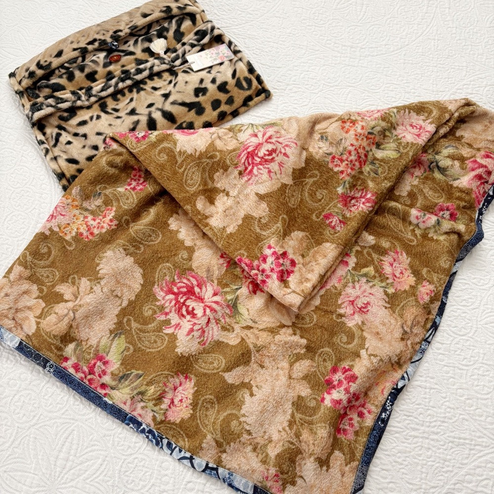 Johnny Was Reversible Faux Fur Travel Blanket, Siswati